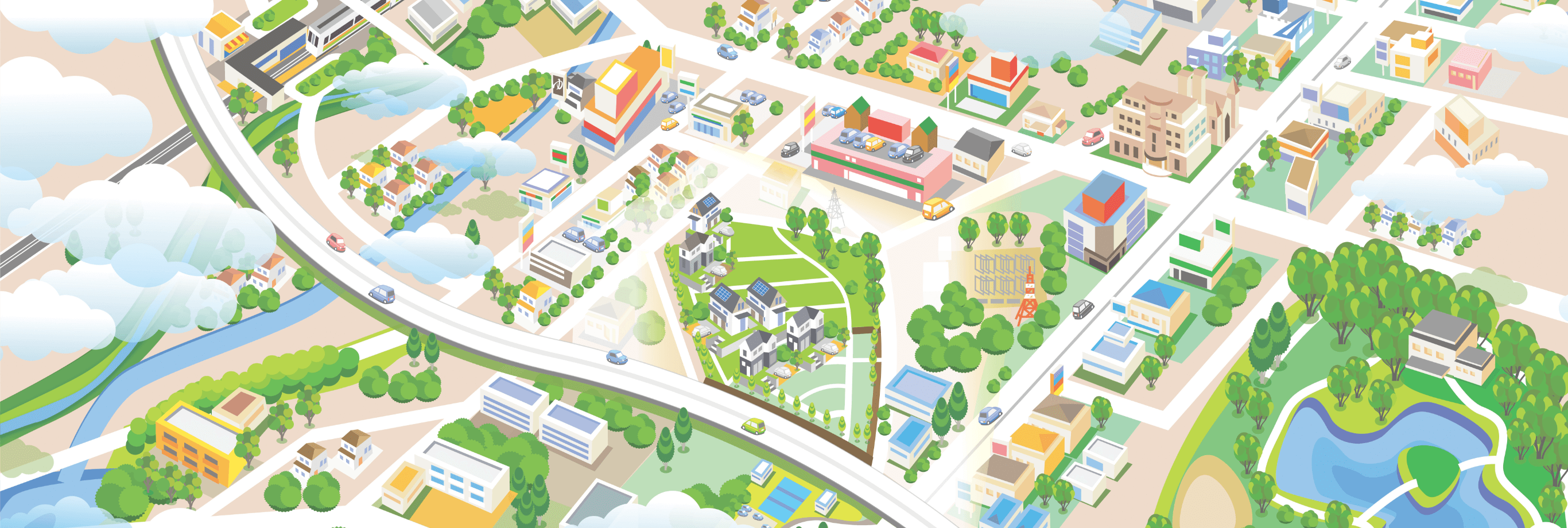 上から見た街のイラスト